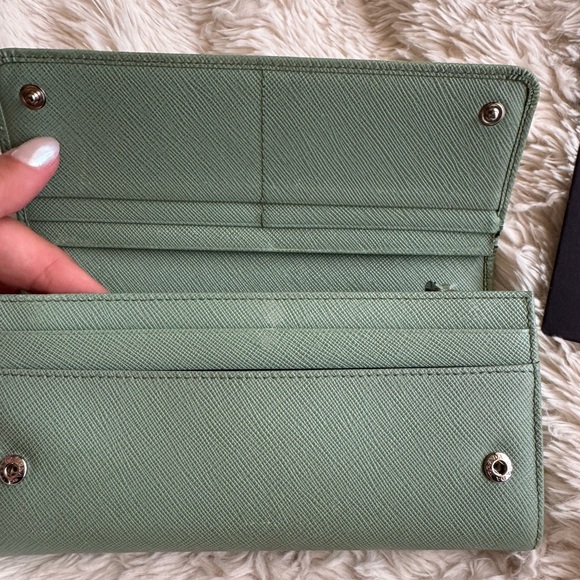 Prada large saffiano leather wallet in teal/aqua - Picture 13 of 13